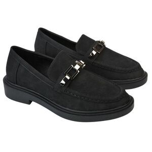 XY London Womens/Ladies Dakoa Chain Detail Loafers / Jet Black